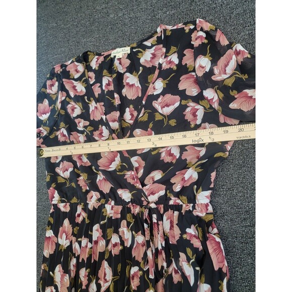 Indigo Rose Size PL Pink Floral Print Long Sleeve Lined Midi Dress Elastic Waist - Picture 9 of 15
